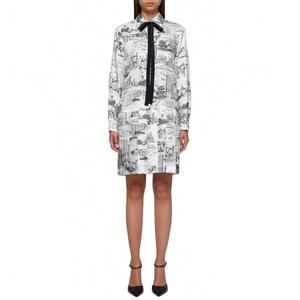 NEW MAXMARA printed twill silk shirt dress in ivory